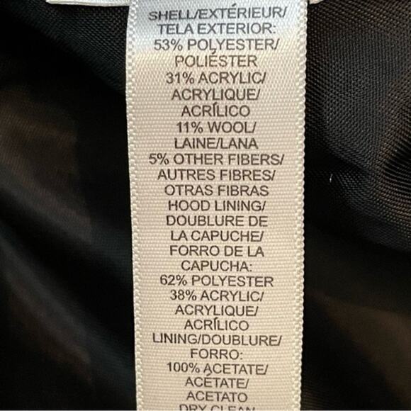 LOFT Black Gray Striped EuroGirl Y2K Academia Hooded Coat NWOT Size SP - Picture 10 of 12